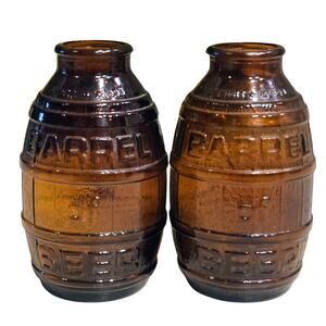 Barrel of Beer (2) Joseph Huber Brewing Co 70s Brown Glass Great Condition